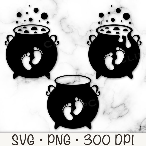 Baby Feet Witch's Cauldron SVG, Baby is Brewing, Gender Reveal, Pregnancy Announcement, Halloween-Theme, PNG, Instant Digital Download