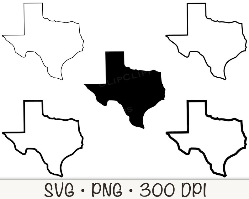 Texas State Outline SVG: Vector Cut File, Transparent PNG (digital ...