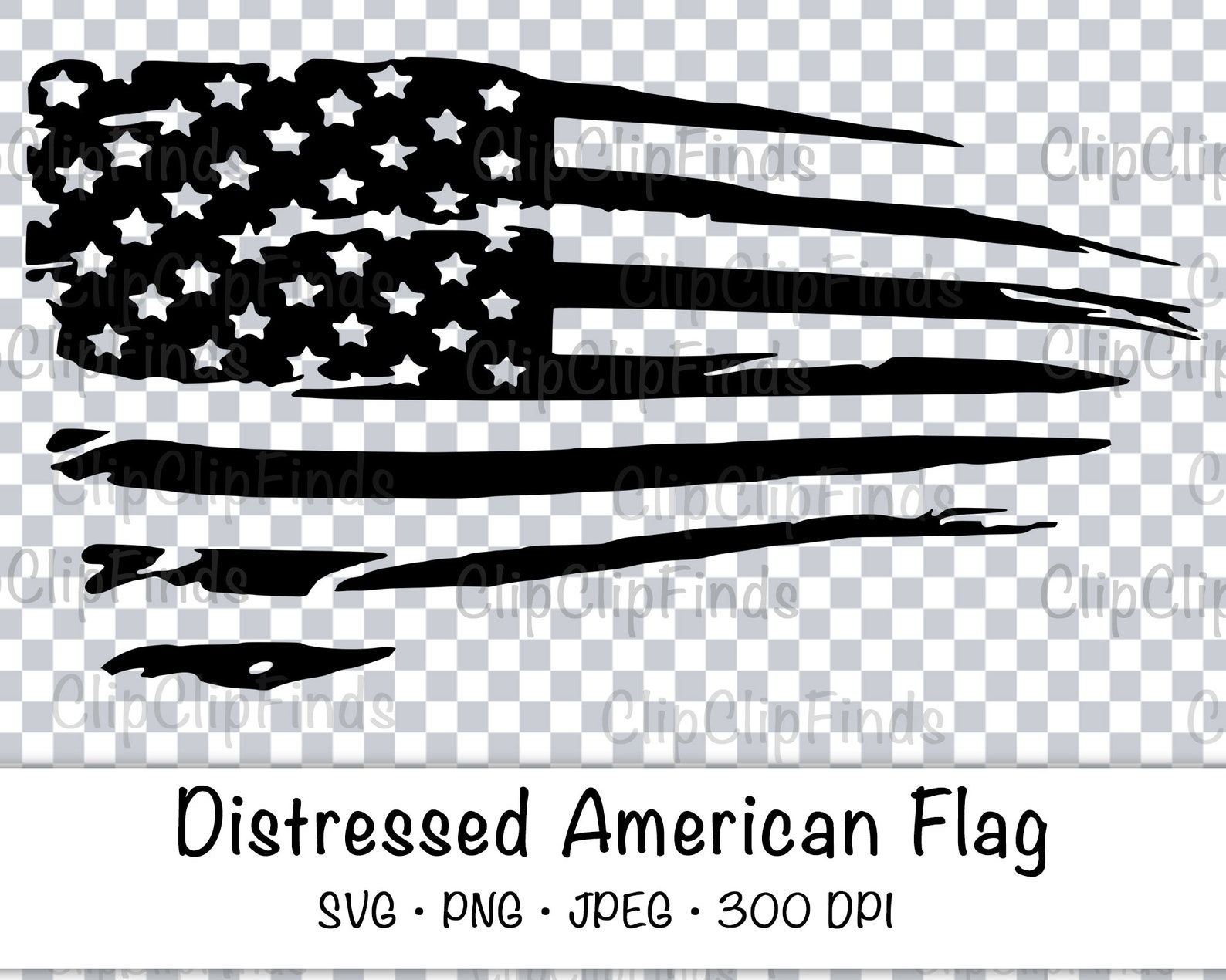 Black Distressed American Flag SVG