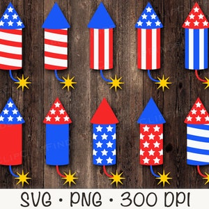 Firecrackers, Patriotic American Flag, 4th of July, SVG, PNG, Instant Digital Download