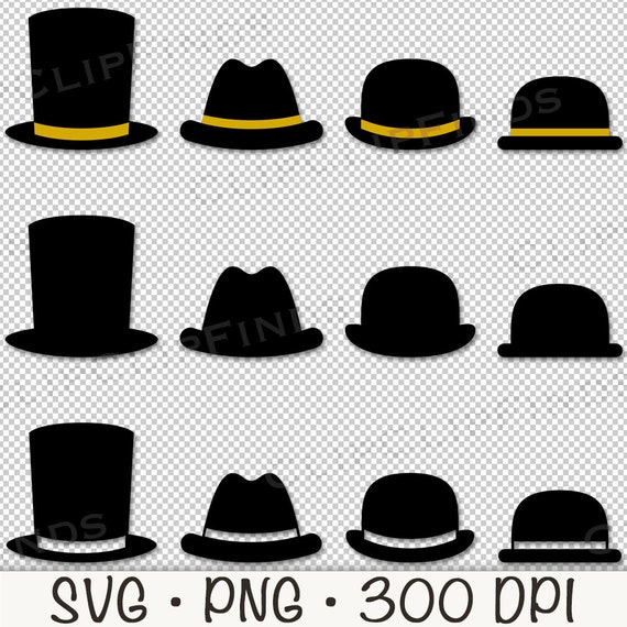 Hat SVG, Hats Bundle PNG, Prop Hats, Men's Hats SVG, Gentlemen's