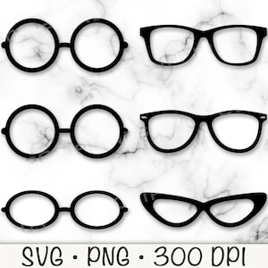 Brille SVG, Brille Silhouette PNG, Brillenformen, Vintage Brille, runde Brille, Brille Requisiten, Kuchen Cupcake Topper, digitaler Download