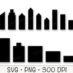 Individuelle Gebäude Silhouette Formen SVG, PNG, Wolkenkratzer, Stadt, Urban Skyline, sofort digitaler Download