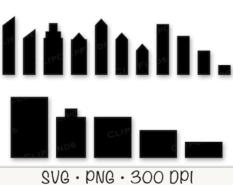 Silueta de horizonte urbano: Formas de edificios SVG, PNG (Descarga digital)