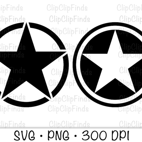 Army Star, Military Star, SVG, PNG, Instant Digital Download