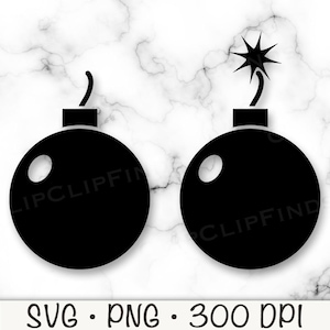 Bomba SVG, Bomba PNG, Silueta de bomba, Archivo vectorial, Sublimación, Descarga digital
