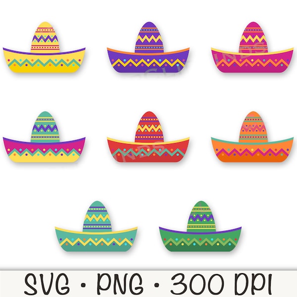 Mexicaanse Sombrero SVG, Mexicaanse Sombrero Clipart, Sombrero Bundel, Cinco De Mayo PNG, Fiesta, Digitale Download