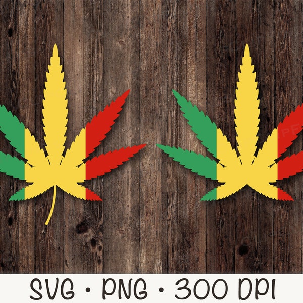 Rasta Cannabis Leaf SVG, Ganga, Marijuana Leaf, Pot, Stone, Weed Clipart, Instant Digital Download