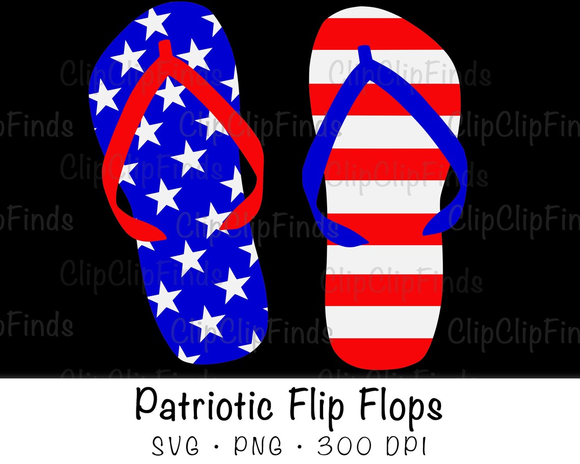 Patriotic American Flag Flip Flops SVG Vector Cut File and PNG | Etsy
