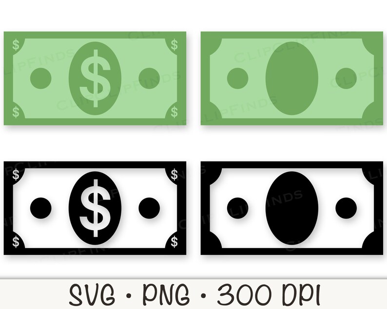 Money, Bill, Cash, Money Outline, Dinero, SVG Vector Cut File and PNG Transparent Background, Clip Art, Instant Digital Download image 2