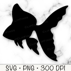 Goldfish SVG, Vector Cut File and PNG, Goldfish Silhouette, Transparent Background, Instant Download