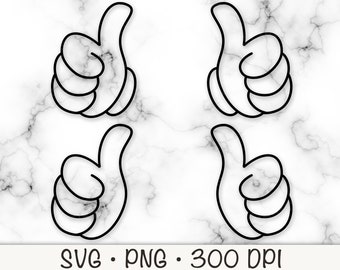 Daumen Hoch Umriss SVG Vektor geschnittene Datei, PNG transparenten Hintergrund Clip Art Sofortiger Download