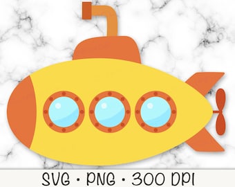Ubåt SVG, söt ubåt, barnubåt, havsliv, ubåt Clipart, omedelbar digital nedladdning