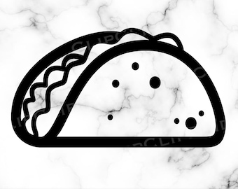 Contorno de taco SVG, Taco SVG, Taco PNG, Taco mexicano, Martes de tacos, Sublimación, Descarga digital