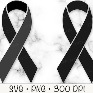 Black RIP Awareness Ribbon PNG Transparent Background Clip Art 