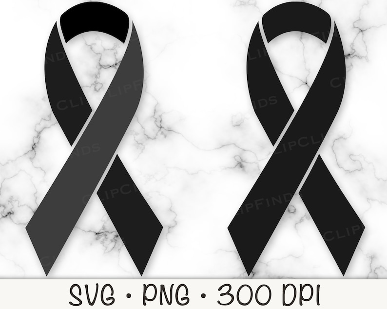 Black Awareness Ribbon SVG Vector Cut File PNG Transparent Etsy