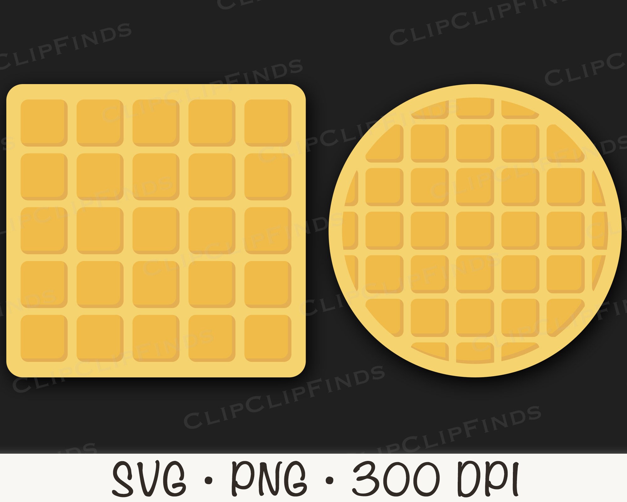Waffles Round Waffle Square Waffle Waffle SVG PNG Clip Etsy Australia