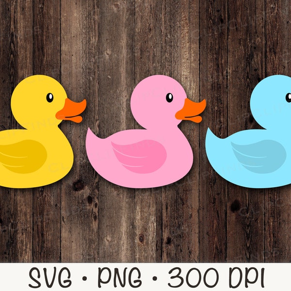 Rubber Ducky, Blue, Pink and Yellow, SVG, PNG Instant Digital Download