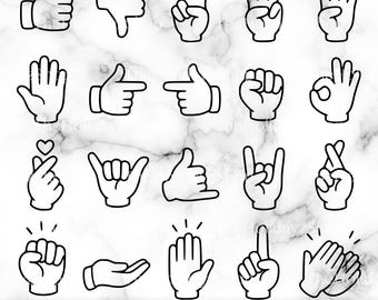 Hand Symbols SVG, Hand Symbol Outline PNG, Vector, ASL, Digital Download File