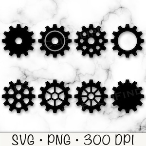 Tandbundelpakket SVG, tandwiel png, mechanisch tandwiel, steampunk, tandwiel silhouet, digitale download