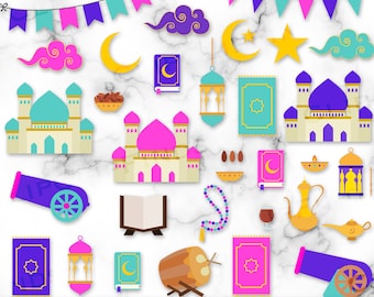 Ramadan Clipart Bundle Pack, SVG, PNG, Ramadan Kareem, EID, Muslim, Ramadan Celebration, Mosque, Dates, Islamic Lanterns, Digital Download