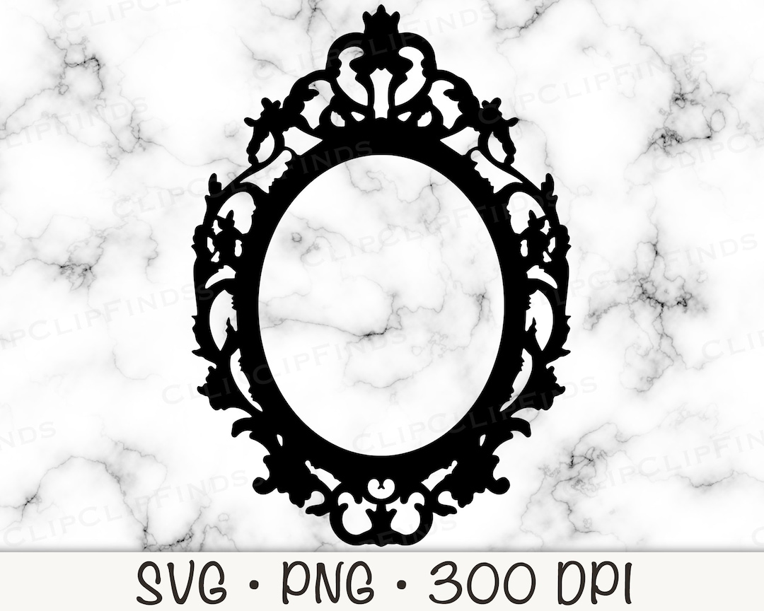 アンティークオーバルフレームSVG：ティーパーティーミラークリップ