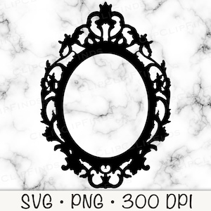 Cornice ovale con specchio antico, Tea Party, file vettoriale SVG e sfondo trasparente PNG, download immediato