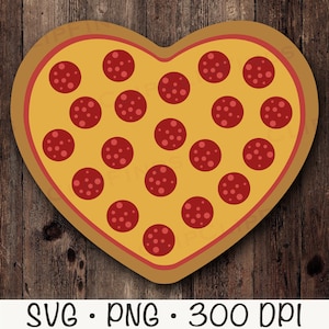 Pizza SVG, Pizza Heart PNG, Pepperoni Pizza Clip Art, Valentine&#39;s Day Pizza, Digital Download