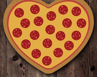 Pizza SVG, Pizza Heart PNG, Pepperoni Pizza Clip Art, Valentine's Day Pizza, Digital Download