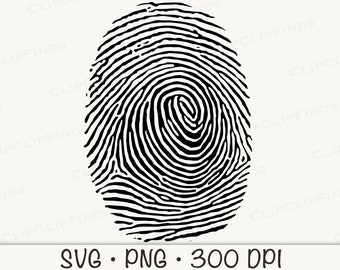 Fingerprint SVG and PNG Transparent Background Clip Art Instant Download