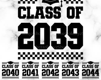 Class of 2039 2040 2041 2042 2043 2044, SVG, PNG, Vector, Sublimation, T-Shirt Design, School Graduation, Digital Download