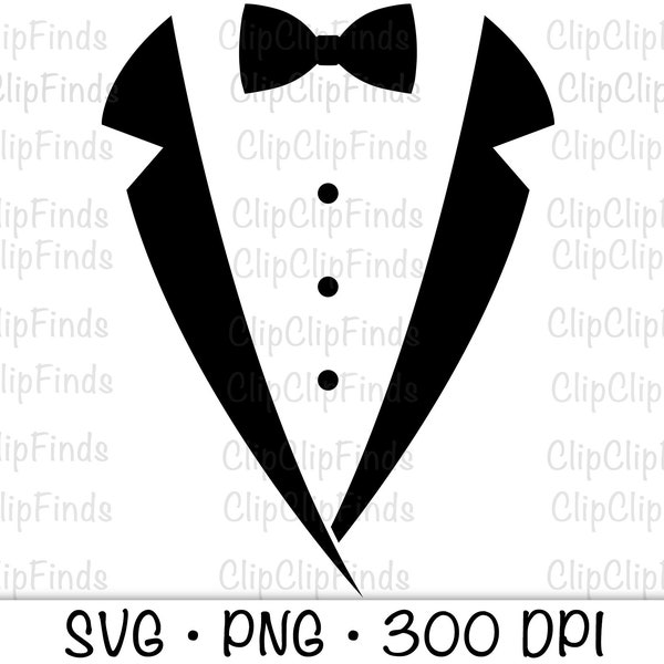 Tuxedo, Tux, Bowtie, Tux Collar, SVG PNG, Instant Digital Download