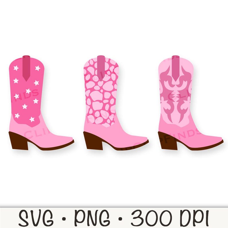 Pink Cowgirl Boots SVG: Rodeo Clipart (Digital Download) image 3