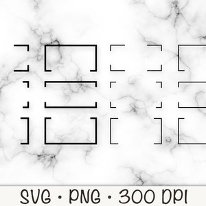 Rechthoekig overzicht gesplitst monogram, rechthoekige randlijsten SVG, vectorbestand en transparante PNG-achtergrond, directe digitale download