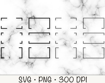 Rechthoek omtrek gesplitst monogram, rechthoekige grenskaders SVG, vectorbestand en transparante PNG-achtergrond, instant digitale download