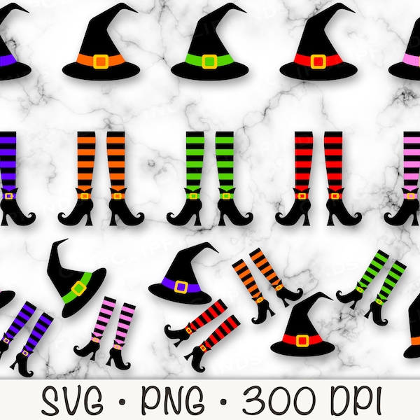 Witch Hat, Leggings, Shoes, Monogram, Halloween, Pink, Green, Red, Orange, SVG, PNG, Clip Art, Instant Digital Download