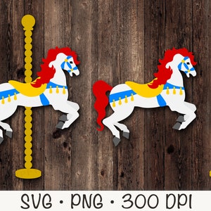 Cavalo de carrossel, Carrossel, SVG PNG, Clip Art, Download digital instantâneo