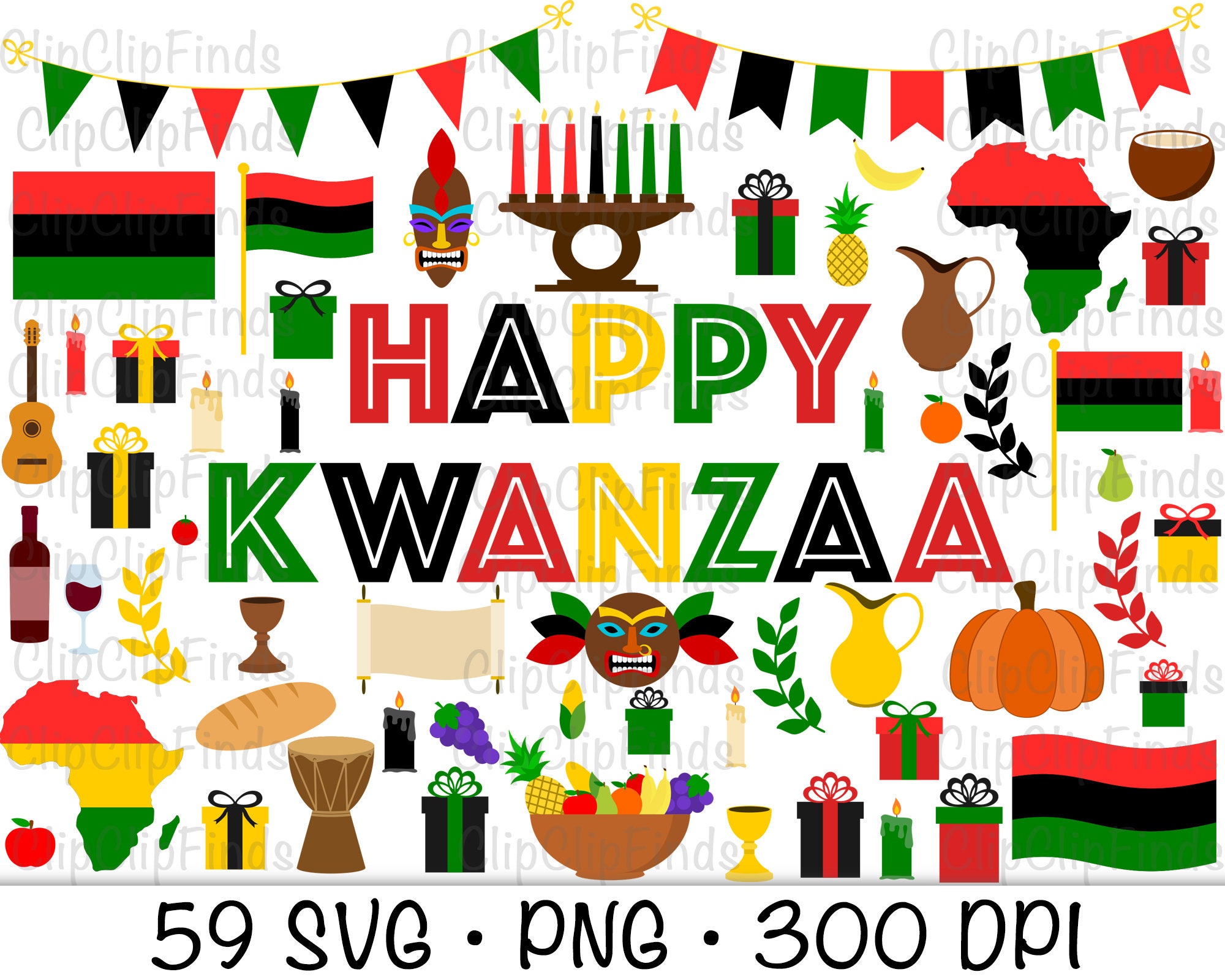 Kwanzaa Clip Art African Holiday Kwanzaa Party Feast SVG Etsy
