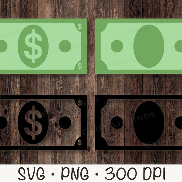 Money, Bill, Cash, Money Outline, Dinero, SVG Vector Cut File and PNG Transparent Background, Clip Art, Instant Digital Download