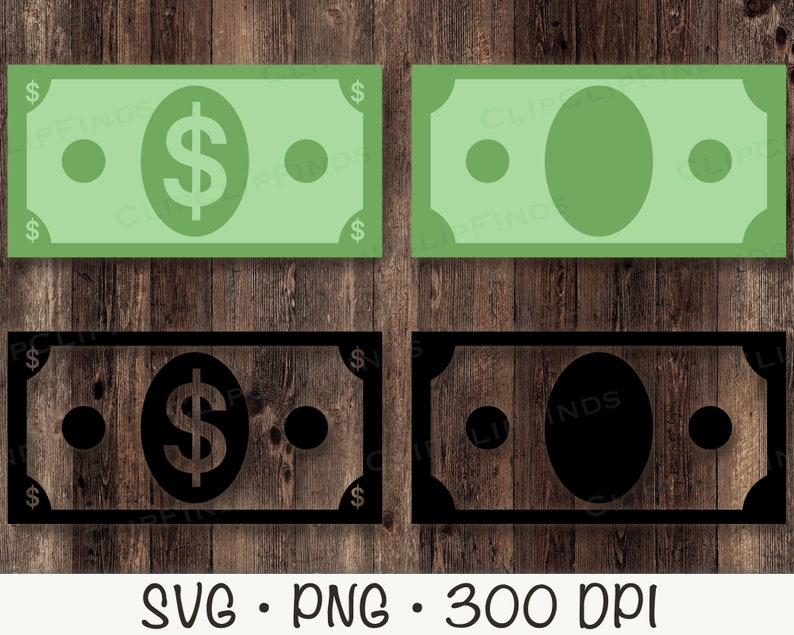 Money, Bill, Cash, Money Outline, Dinero, SVG Vector Cut File and PNG Transparent Background, Clip Art, Instant Digital Download image 1