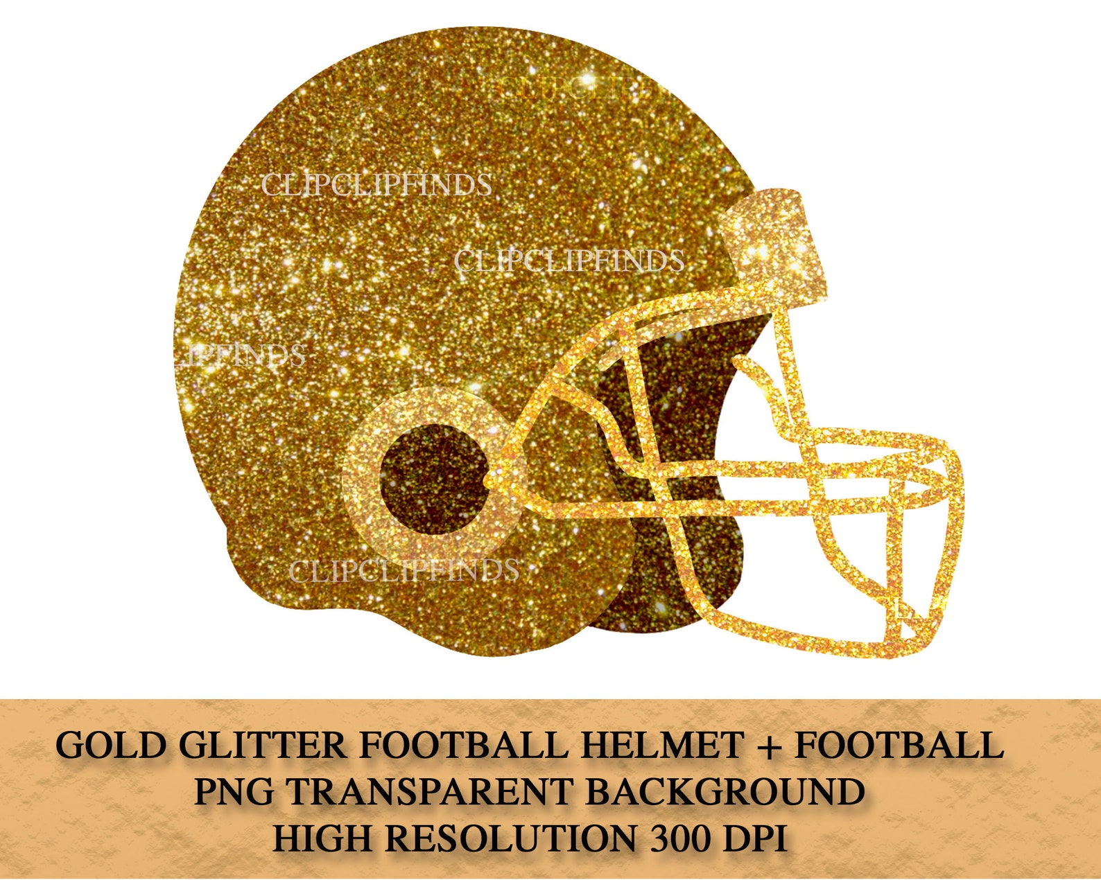 Gold Glitter Football and Helmet PNG Transparent Background | Etsy