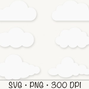 Clouds SVG Clipart: Fluffy White Cloud PNG Bundle (digital Download) - Etsy