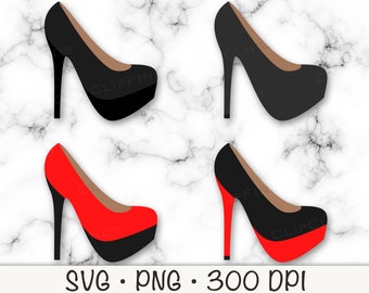 Clipart de sapatos de salto alto: sapatos de plataforma SVG, PNG (download digital)