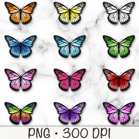 蝶のクリップアート、蝶のバンドルパックPNG、蝶のPNG、カラフルな蝶
