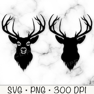 Testa di cervo SVG, Testa di cervo PNG, Silhouette testa di cervo, Corna, Download digitale istantaneo