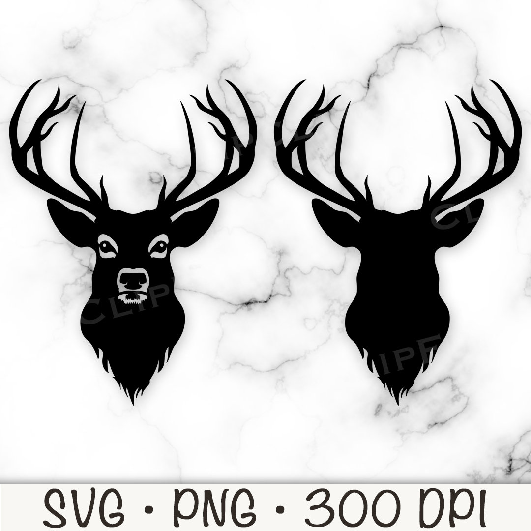 Deer Head SVG, Deer Head PNG, Deer Head Silhouette, Antlers, Instant Digital Download