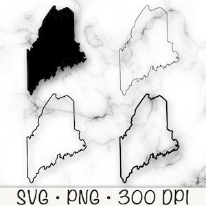 Maine Map SVG, State of Maine PNG, Maine Map Silhouette, Maine Map Outline, Instant Digital Download