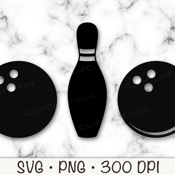 Bowling Pin SVG, Bowling Ball SVG, Bowling Silhouette, Bowling PNG, Instant Digital Download