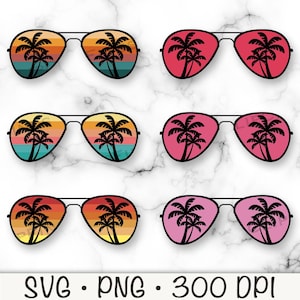 Sunset Aviator Sunglasses PNG, Beach Sunglasses SVG, Palm Tree, Vacation, Retro Sunset, T-Shirt Design, Summer, Island,Digital Download File