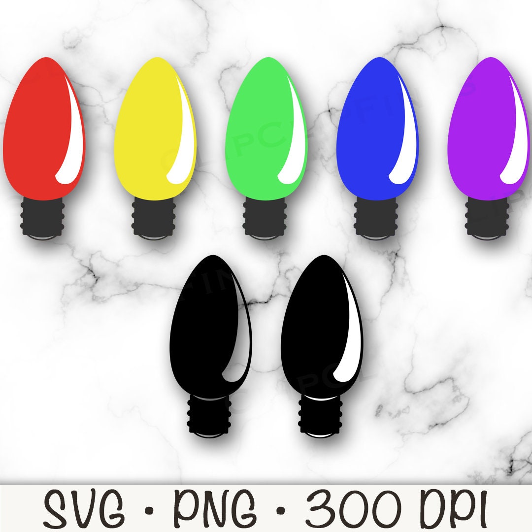 Colorful Christmas Light Bulbs SVG PNG Clipart Layered - Etsy